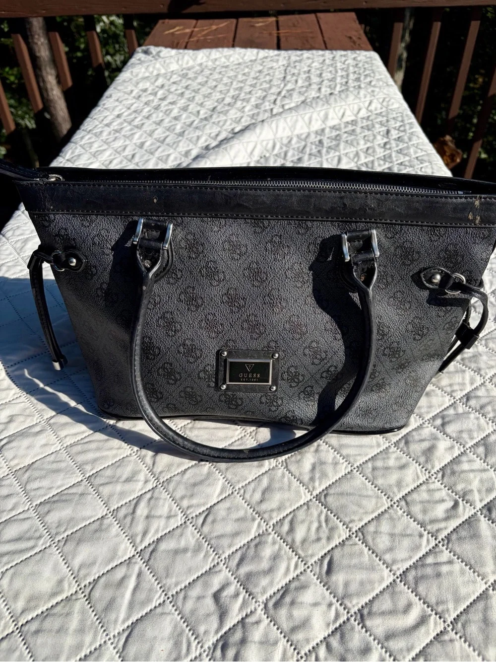 GUESS Black Logo Print Tote Bag